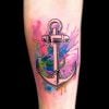 As âncoras ficam ainda mais bonitas com estilo de tatuagem aquarela