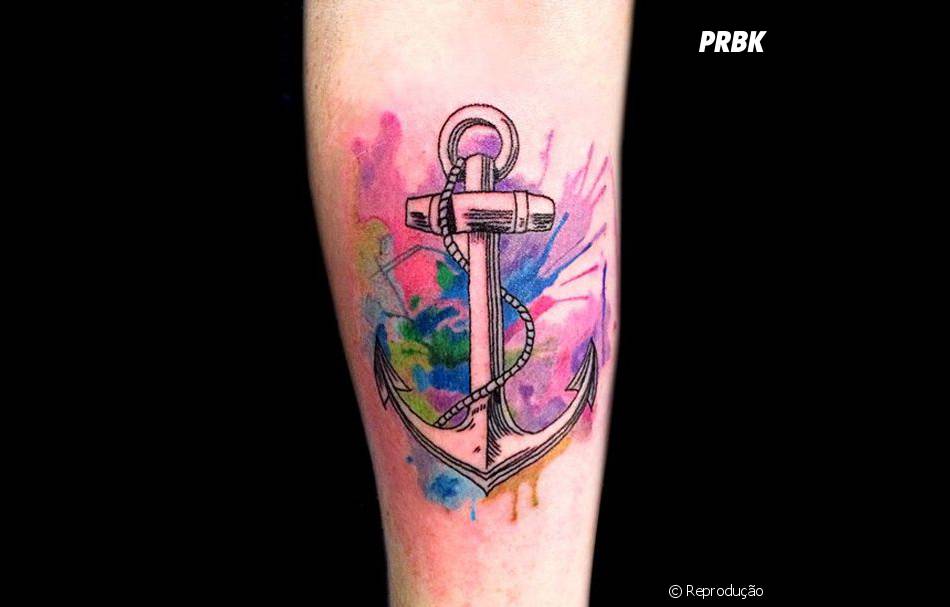 Aonde fica bonito tatuagem de ancora As Ancoras Ficam Ainda Mais Bonitas Com Estilo De Tatuagem Aquarela Purebreak