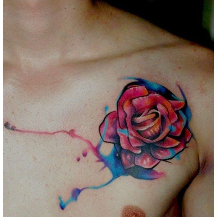  A rosa fica ainda mais bela em tatuagem aquarela 