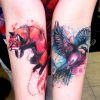 Os animais ficam muito mais vivos em tatuagens aquarelas