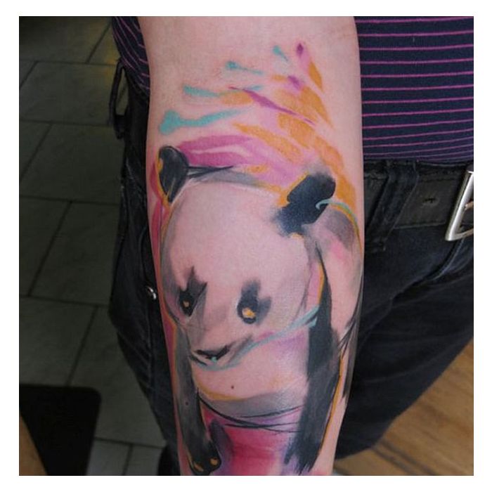  Os pandas ficam ainda mais fofos nas tatuagens em aquarela 