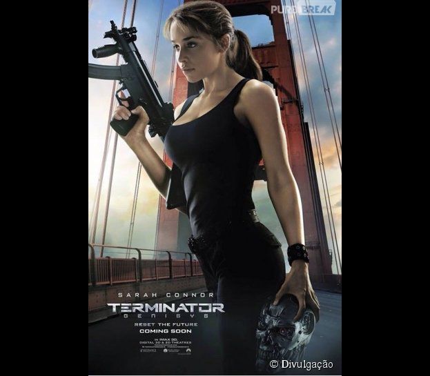Emilia Clarke, a Daenerys de "Game of Thrones", aparece incrível como a Sarah Connor, em novo cartaz de "O Exterminador do Futuro: Gênesis"