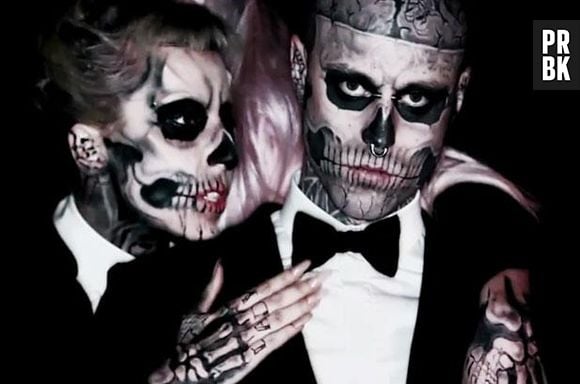 Lady Gaga e Rick Genest, o Zombie Boy, no clipe de "Born This Way", provando que o importante é se sentir bem consigo mesmo!