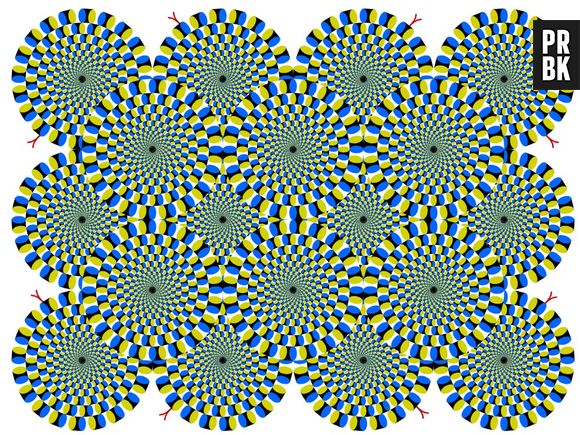 Nesta imagem de ilusão de ótica, as rodas não param de rodar