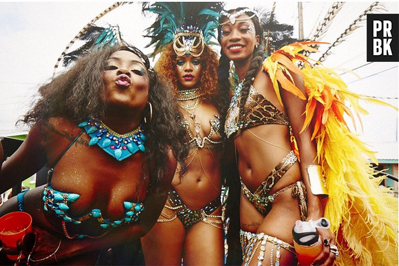 Rihanna convocou as amigas para curtir o Carnaval de Barbados