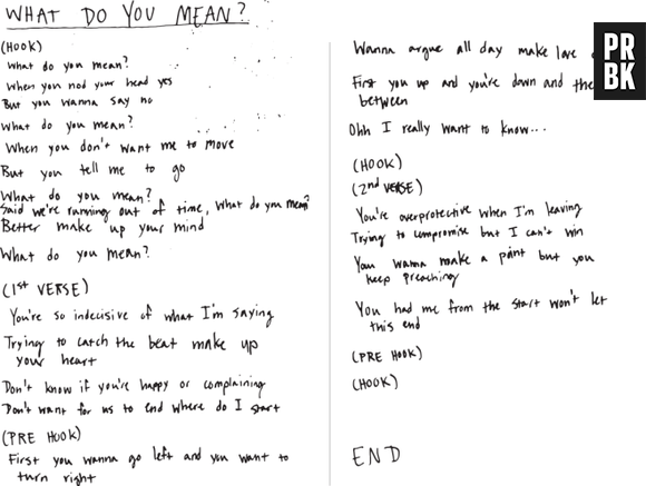 Justin Bieber revela letra do hit "What Do You Mean"