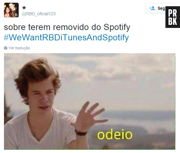 Nem Harry Styles, do One Direction, curtiu o RBD sumindo do Spotify
