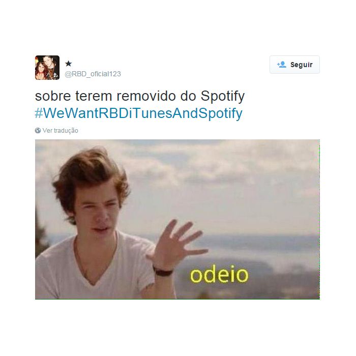 Nem Harry Styles, do One Direction, curtiu o RBD sumindo do Spotify