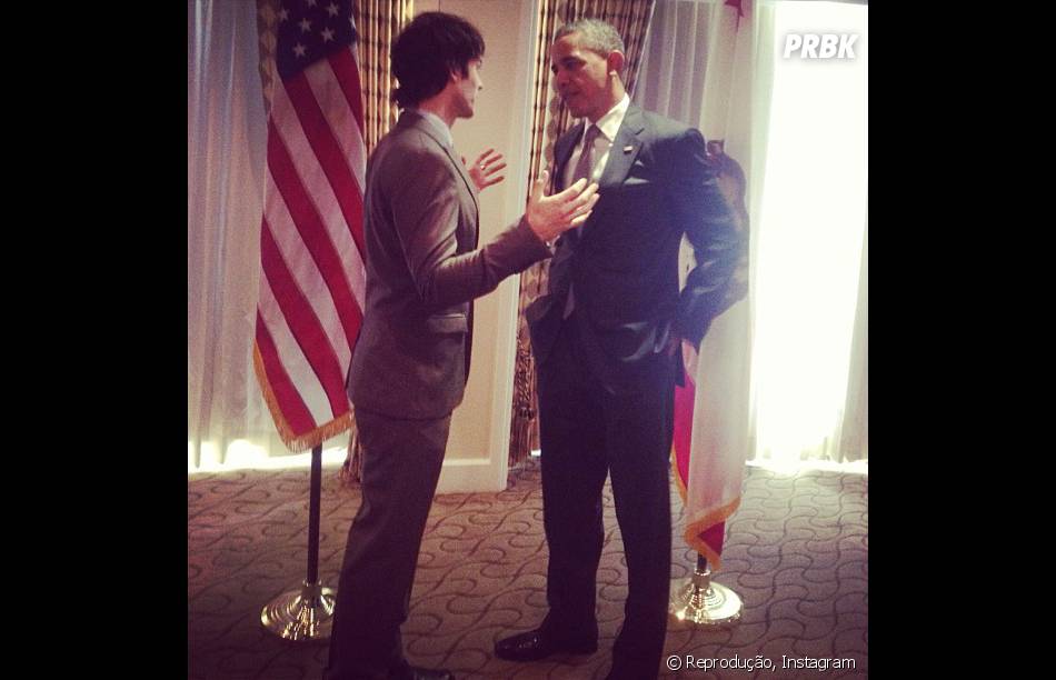 Ian Somerhalder mostrou que tá com moral ao publicar uma foto ao lado do Presidente Obama