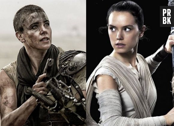 A Furiosa (Charlize Theron) de "Mad Max" e Rey (Daisy Ridley), de "Star Wars", iam botar muito marmanjo pra chorar se fossem amigas