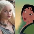 Daenerys (Emilia Clarke), de "Game of Thrones" e Mulan são duas mulheres bastante guerreiras e capazes de comandar um exército de homens. Se elas fossem amigas, não teria pra ninguém!