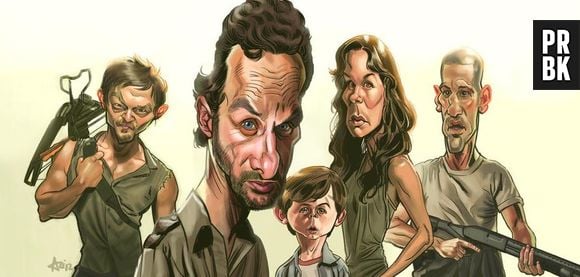 O elenco de "The Walking Dead" como se fossem caricaturas