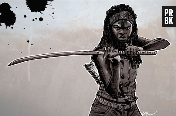 A defensora dos sobreviventes Michonne (Danai Gurira), com sua poderosa Katana