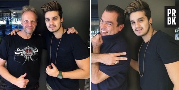 Luan Santana iluminou a cor do seu topete com o cabeleireiro Marco Antônio de Biaggi