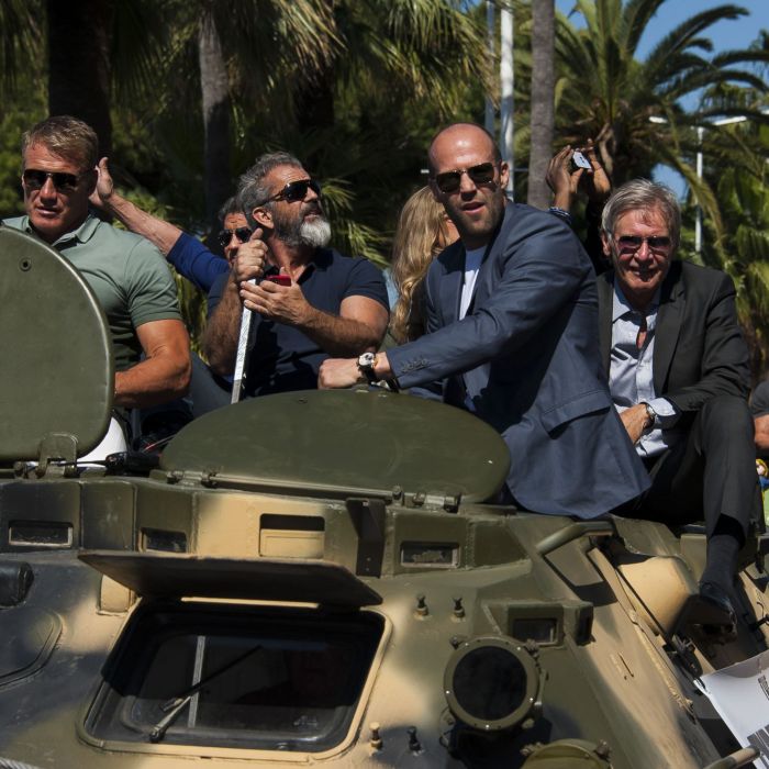  Dolph Lundgren, Jason Statham e Harrison Ford divulgam &quot;Os Mercen&amp;aacute;rios 3&quot; no Festival de Cannes 