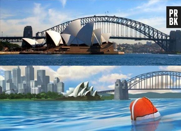 O monumento Opera House, de Sidney, em Procurando Nemo.