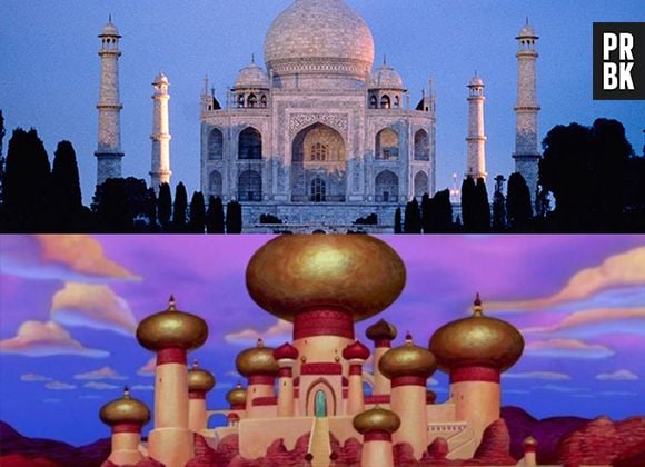 O palácio do sultão em Aladdin é muito parecido com o Taj Mahal!