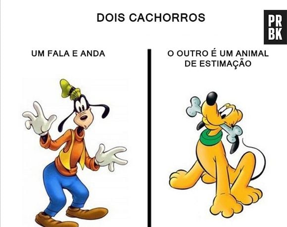 O Pateta é um cachorro que fala, que é amigo do Mickey, que tem um cachorro de estimação. Claro, faz todo sentido!