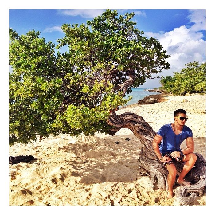  No comecinho do ano, Luan Santana posou galanteador em sua viagem ao Caribe e fez sucesso com as f&amp;atilde;s no Instagram 