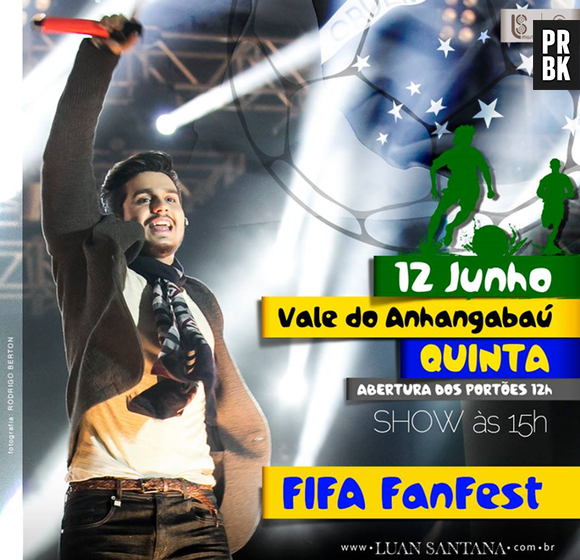 Assim como Gusttavo Lima e Paula Fernandes, o sertanejo Luan Santana arrastou uma multidão em seu show no Fifa Fan Fest