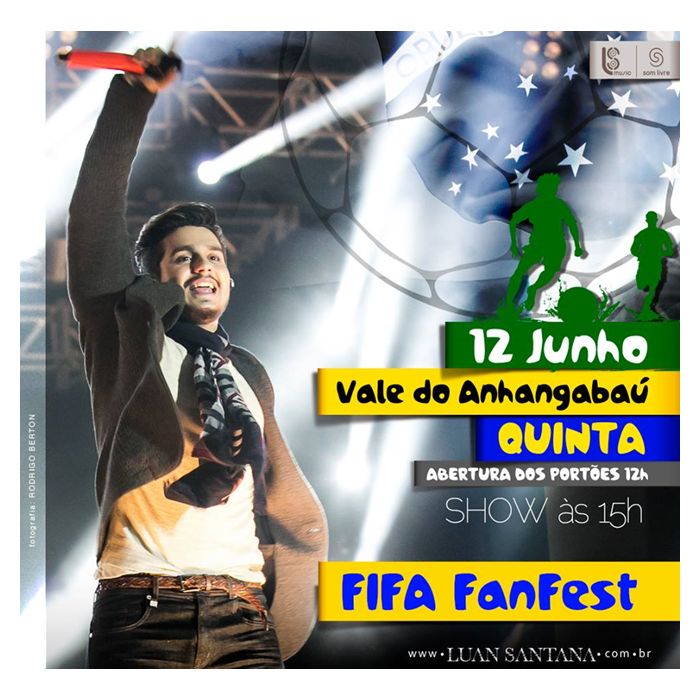  Assim como Gusttavo Lima e Paula Fernandes, o sertanejo Luan Santana arrastou uma multid&amp;atilde;o em seu show no Fifa Fan Fest 