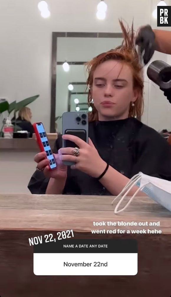 Billie Eilish compartilhou stories com cabelo vermelho: "Fui ruiva por uma semana"