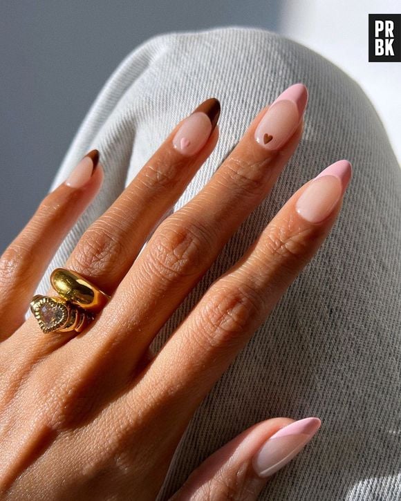 Nail art: marrom combinado com rosa dá mais suavidade ao look