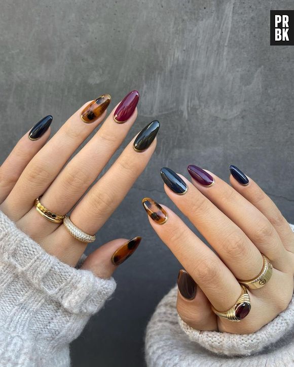 Nail art: vinho, preto e marrom são cores muito usadas no inverno