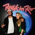 Rock in Rio: Lucas Chumbo e a namorada,  Monise Alves, curtem festival juntos 