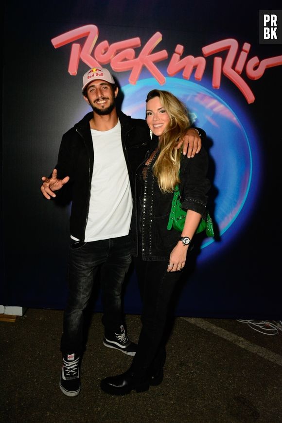 Rock in Rio: Lucas Chumbo e a namorada, Monise Alves, curtem festival juntos