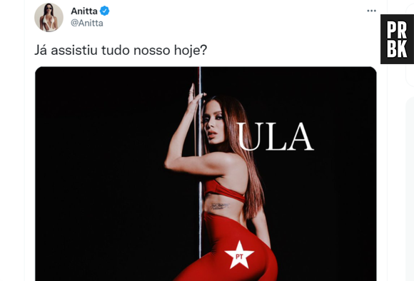 Anitta apoia acampanha do ex-presidente Lula nas Eleições 2022