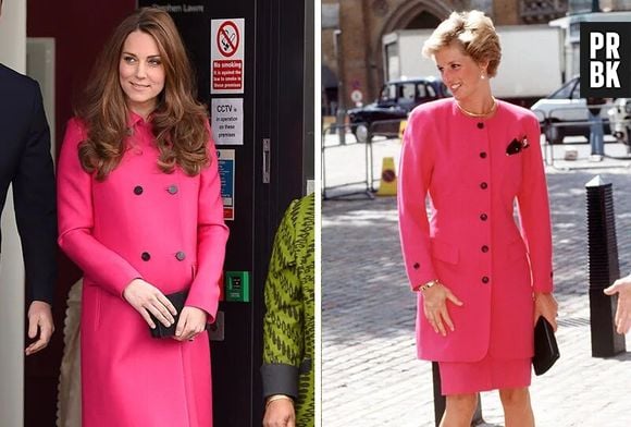 Kate usou sobretudo rosa pink que lembra bastante o utilizado por Diana