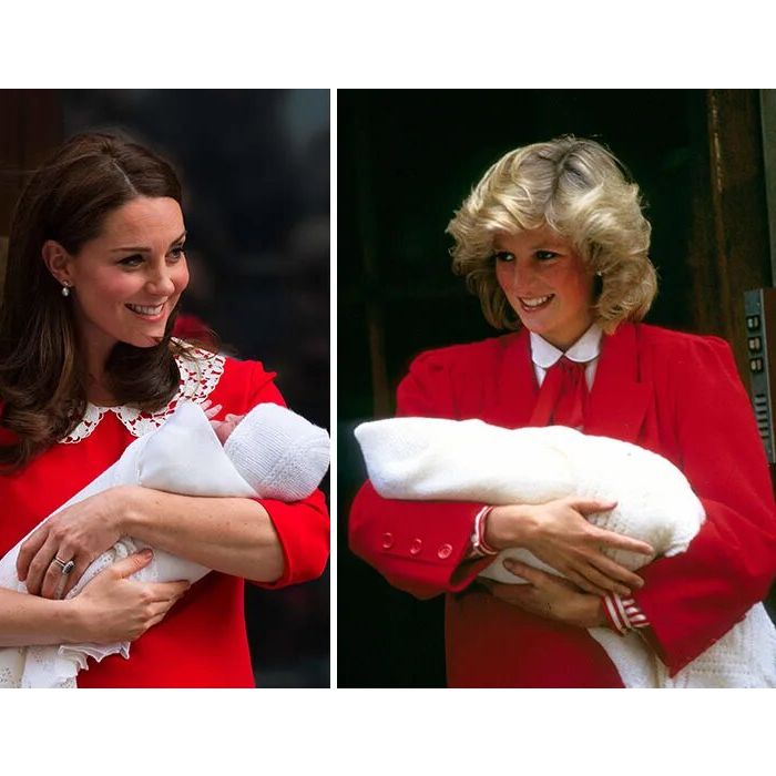 Ao sair da maternidade, Kate usou look que fez referência ao look de Diana na mesma situação
