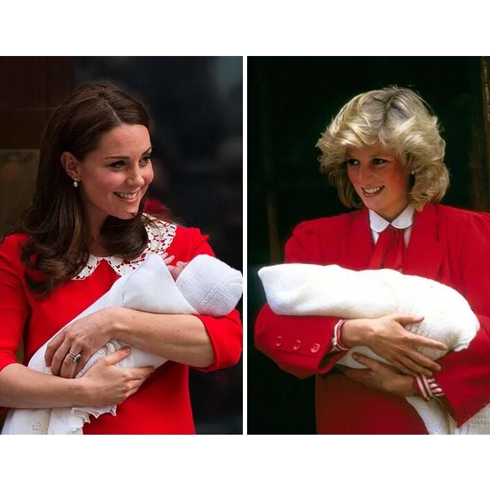 Ao sair da maternidade, Kate usou look que fez referência ao look de Diana na mesma situação