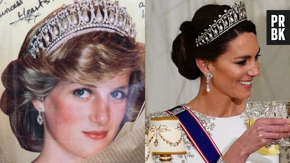 A tiara Lover's Knot era preferida de Lady Di e foi utilizada por Kate em homenagem