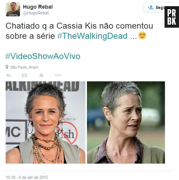 Todo mundo achou que a Cássia Kis era a Carol (Melissa McBride) de "The Walking Dead" no "Video Show"