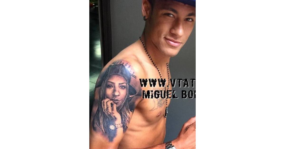 A tatuagem do braço da irmã do neymar Neymar Tatua O Rosto De Rafaella Santos No Braco