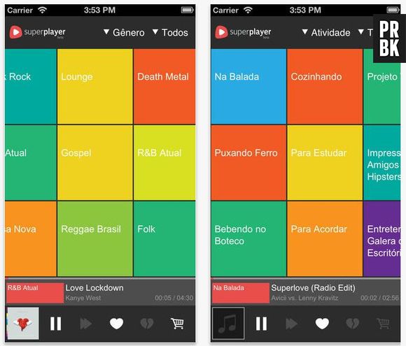 O "Superplayer" é um app de música que faz playlists de acordo com o seus sentimentos na hora de ouvir