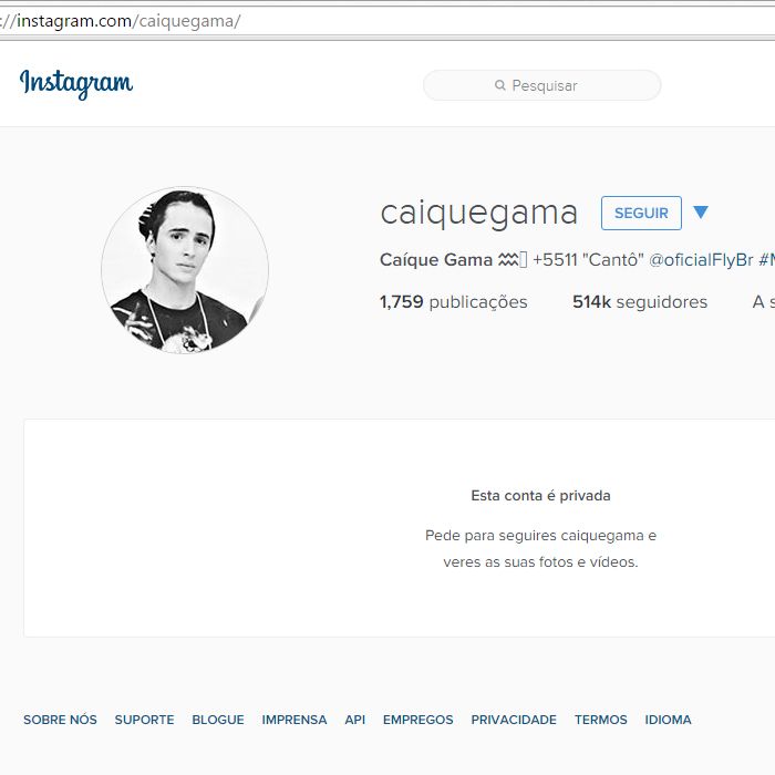 Caíque Gama, da banda Fly, bloqueou sua conta no Instagram