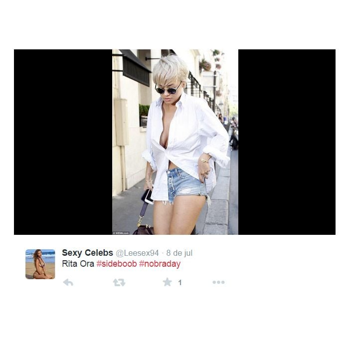 Rita Ora marcou presença no #NoBraDay do Twitter