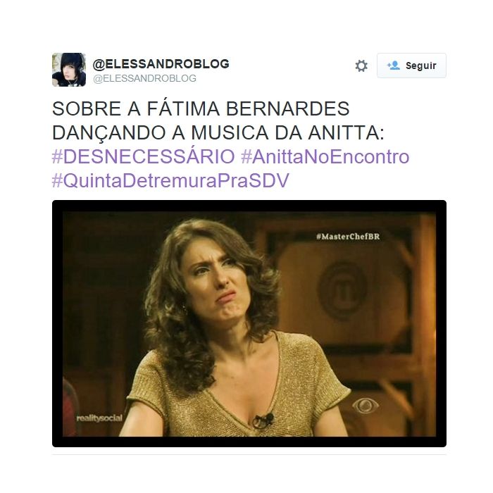 Mas, mesmo assim, teve gente que nem ligou e zoou a Fátima Bernardes tentando dançar com a Anitta