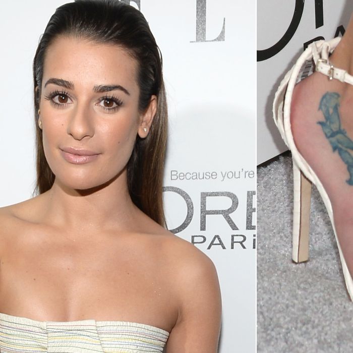 Lea Michele tem borboletas tatuadas no pé... um grande clichê!