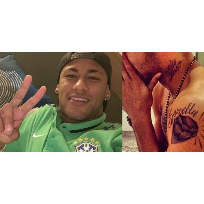 Neymar Jr. tem várias tatuagens. Uma das mais clichês é seu diamante!