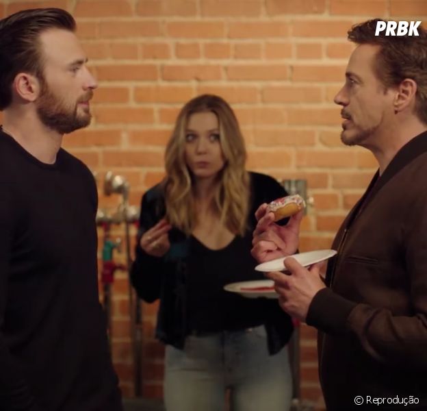 Chris Evans e Robert Downey Jr. disputam por um donut!