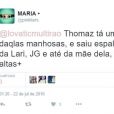 Fã se revolta com suposta atitude de Thomaz Costa, ex de Larissa Manoela, no Twitter