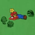  Mario sendo atacado por uma estrelinha shuriken. 