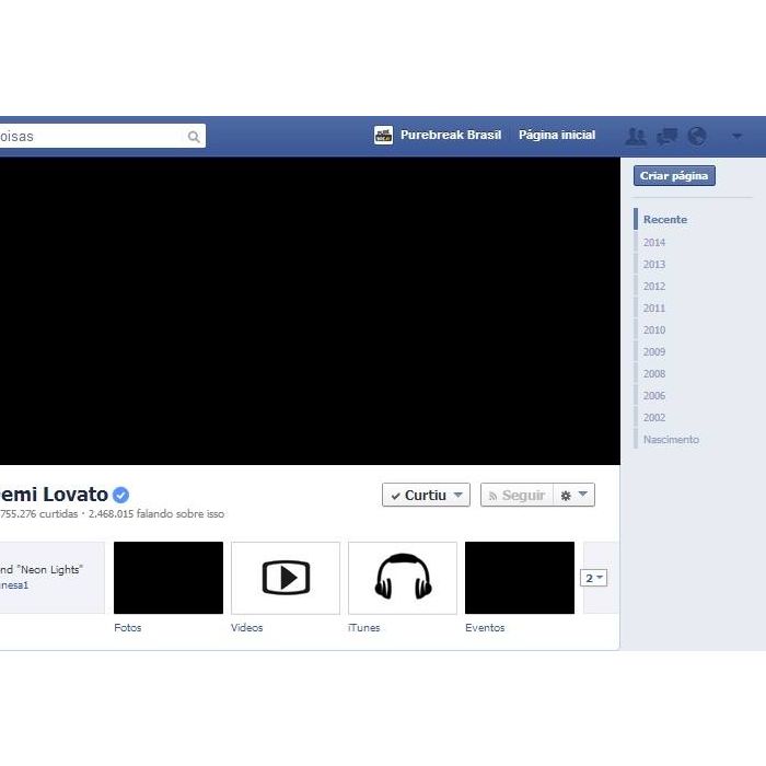 No Facebook tamb&amp;eacute;m n&amp;atilde;o foi diferente! A cor preta dominou o perfil de Demi Lovato 