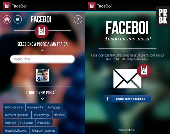"Com o "Faceboi" você pode mandar mensagens anônimos para seus amigos para avisá-los de que estão sendo traídos
