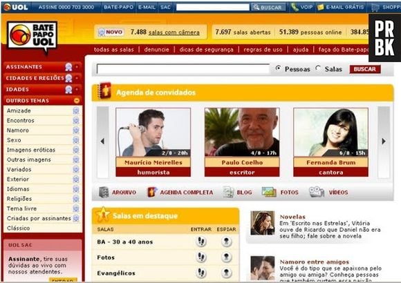 "Chat Uol" tinha páginas temáticas para todos os gostos