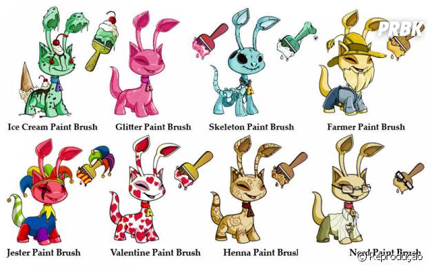 Em "Neopets": colecionar pincéis para deixar seus animais bonitinhos